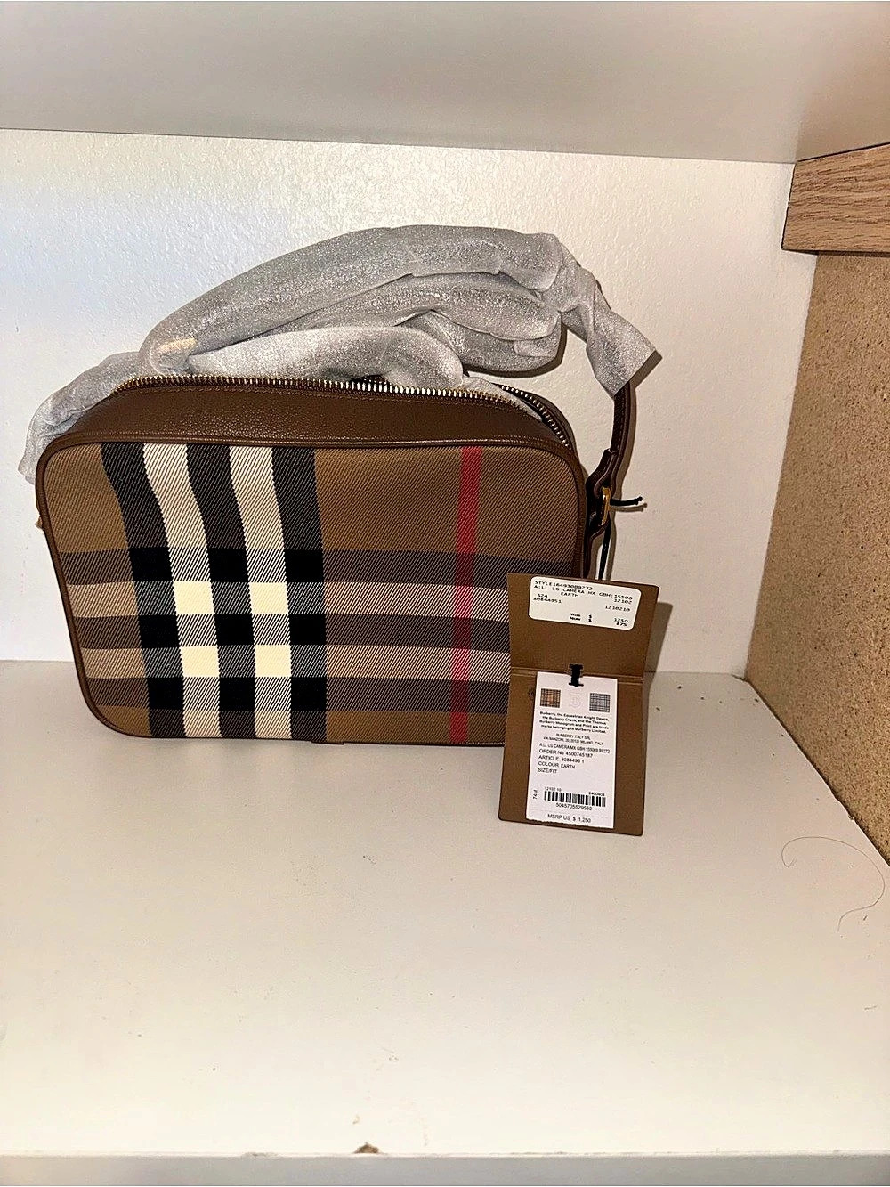 Burberry Crossbody Bag Check Crossbody Bag in Brown & Black - Picture 3 of 4
